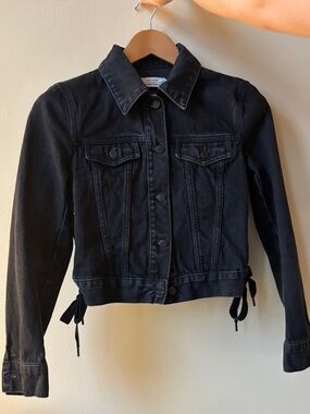 & Other Stories Black Denim Jean Jacket with Side Ties